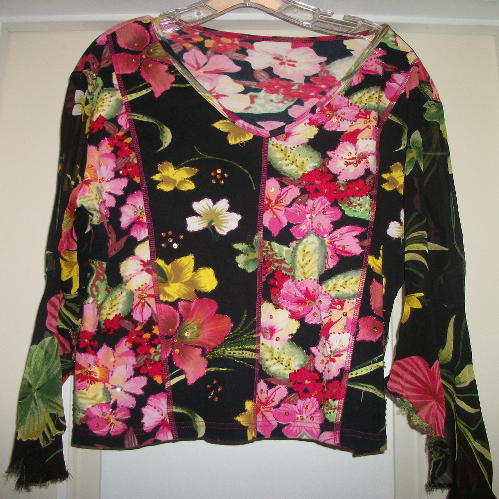 PINKS GO WILD GARDEN PARTY BLINGY FLORALS FEMME BL LG